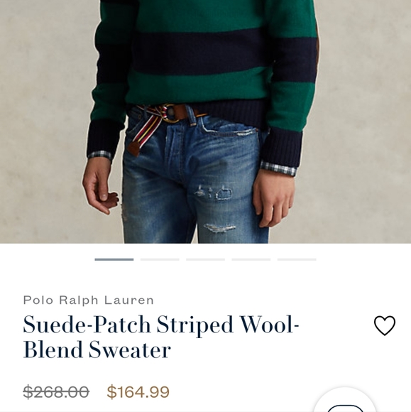 Polo men's sweater green and blue stripes. - Picture 6 of 8
